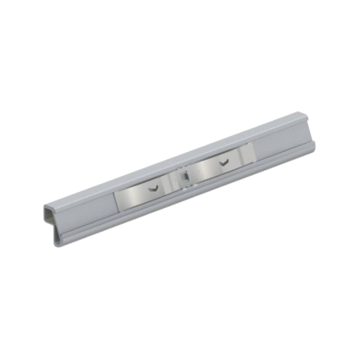 The IronRidge XR10-BOSS-01-M1 Bonded Splice Bar, by Ironridge, features adjustable components that make it perfect for XR-10 Rails. Its sleek, minimalist design stands out when viewed from the front against a white background, making it ideal for securely mounting or bonding objects in style.