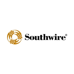 Logo of Southwire with a circular, intertwined cable design in gold on the left and the word Southwire in black font on the right.