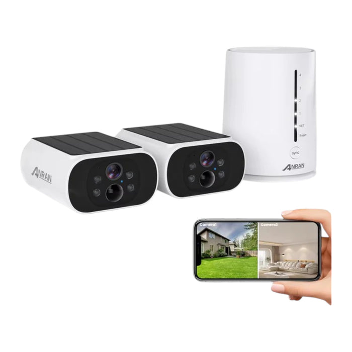 ANRAN 4MP WiFi Solar Security Camera – 2K Outdoor Wireless System with Battery Power, 4CH NVR, PIR Motion Detection, Siren Alarm, Full-Color Night Vision, ARCCTV App