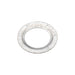 The Bridgeport 1065 1-1/4 to 3/4 Reducing Washer is made of galvanized steel, featuring engraved numbers and markings along its circular edge, a central knockout hole, and a slightly worn appearance.