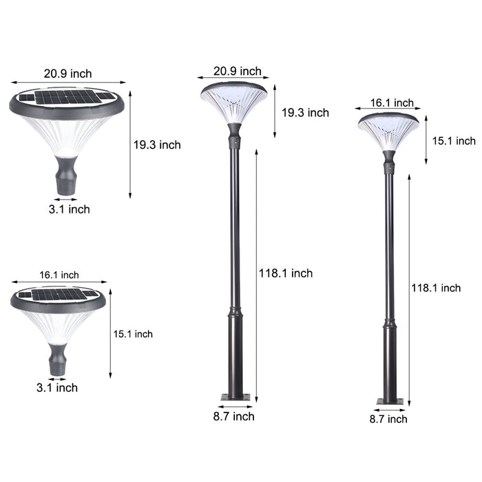 1-Light Black Outdoor LED Solar Lamp Post and Pole Street Light