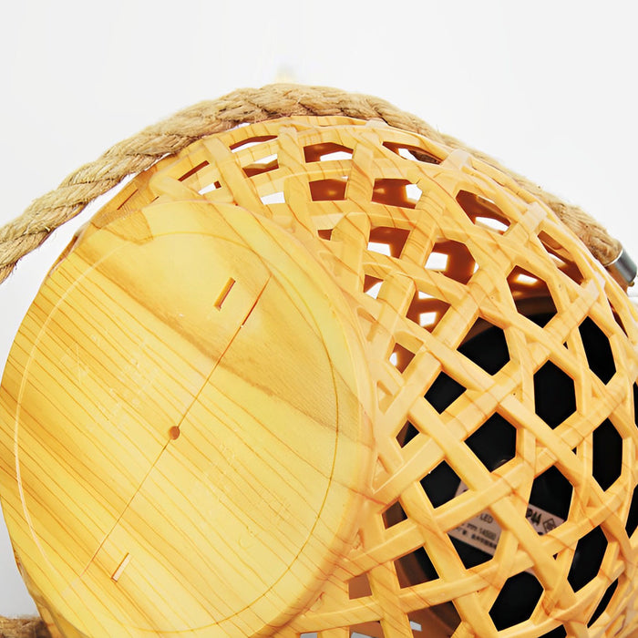 Portable Solar-Powered Bamboo-Style LED Lantern with USB Charging