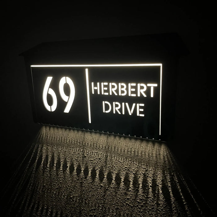 Personalized Solar LED House Number Sign – Modern Backlit Address Plaque