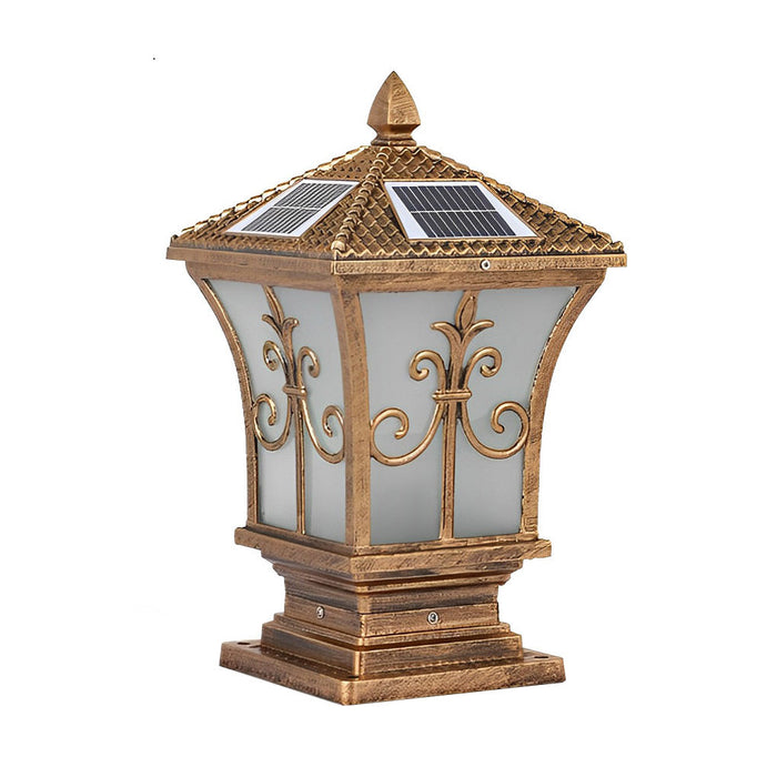 Vintage Pattern Waterproof Solar Fence Post Lights – Automatic Outdoor Garden Lighting