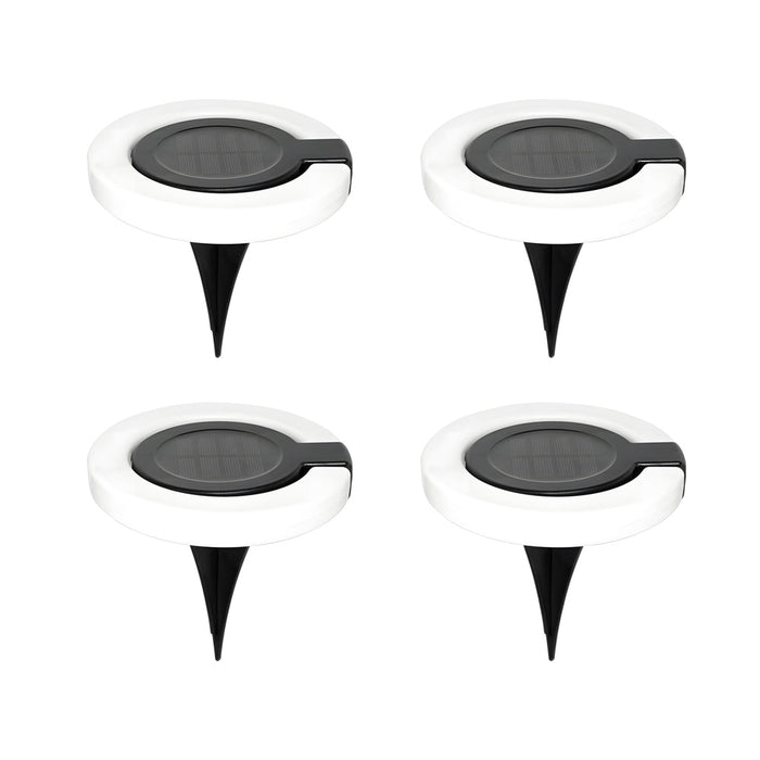 4PCS Round Foldable Solar Deck Lights – Modern Outdoor Waterproof Disk Lamps