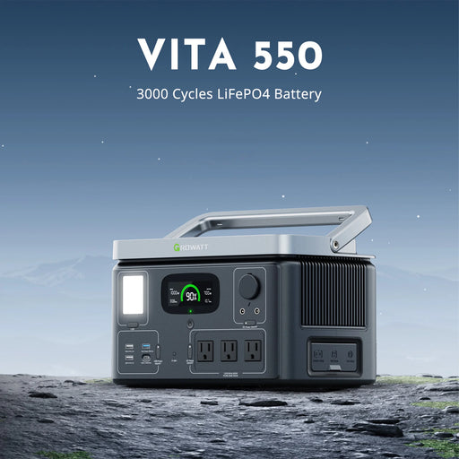 VITA 550 Portable Power Station, 538Wh Capacity Lifepo4 Solar Generator, 600W AC Output for Outdoor Camping, RV, Home Backup, Emergency, Off-Grid