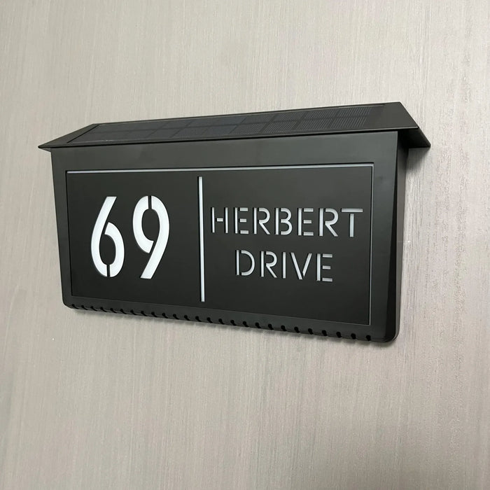 Personalized Solar LED House Number Sign – Modern Backlit Address Plaque