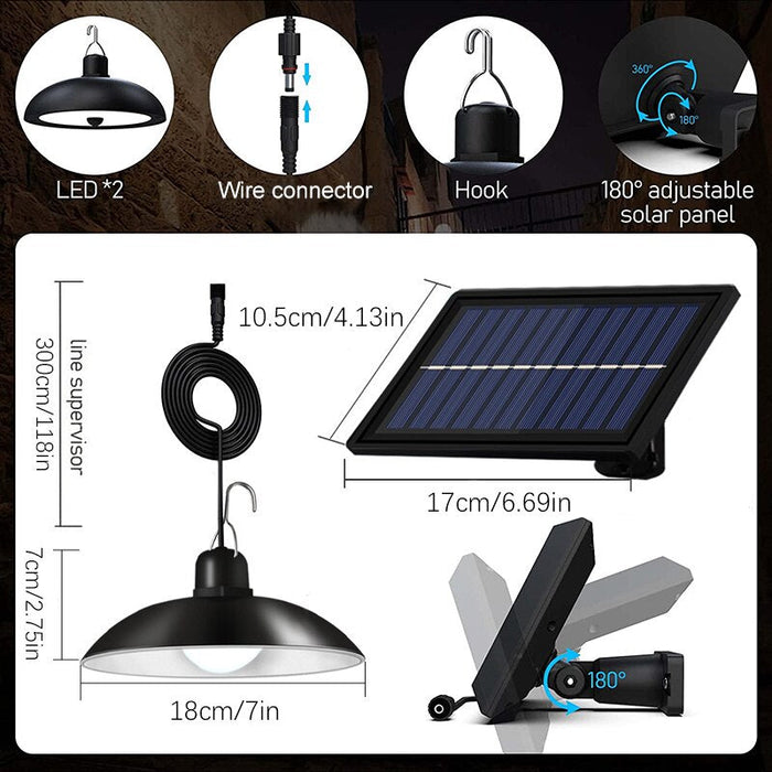 Hanging Solar Pendant Light – LED Solar-Powered Lamp with Remote Control for Outdoor, Garden, Camping & Chandelier Use