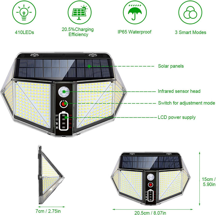 Solar Wall Fence Light 410LED