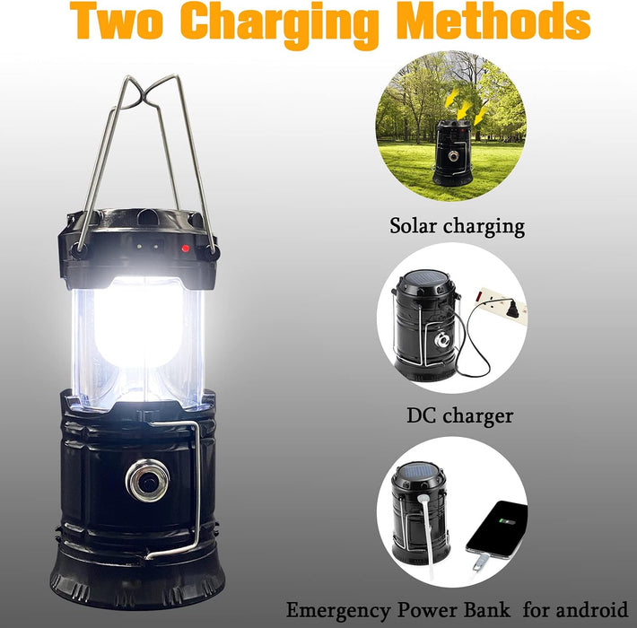 Collapsible Solar-Powered LED Camping Lantern – Lightweight, Waterproof, USB Rechargeable Flashlight for Outdoor Adventures and Emergency Preparedness