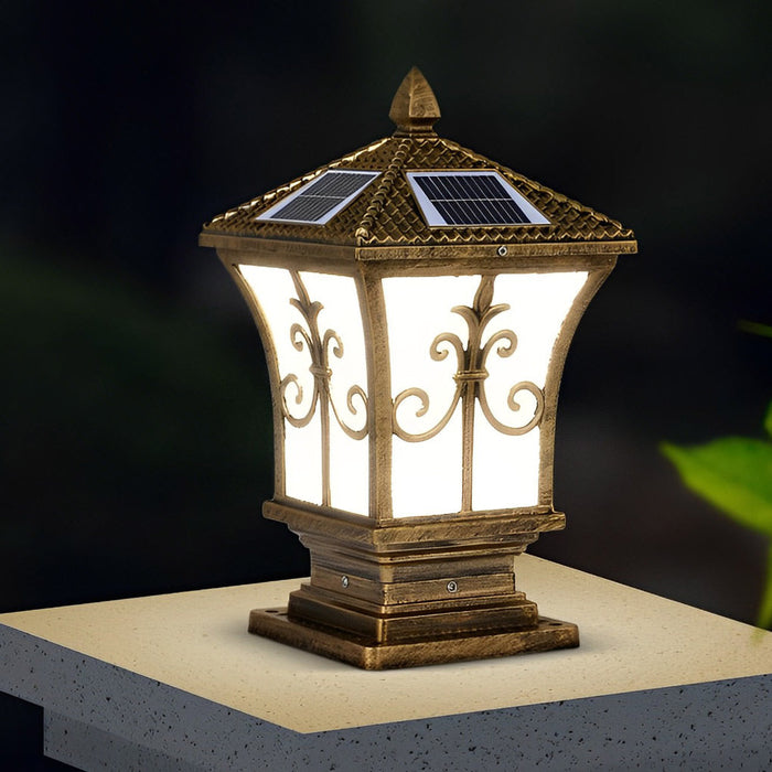 Vintage Pattern Waterproof Solar Fence Post Lights – Automatic Outdoor Garden Lighting