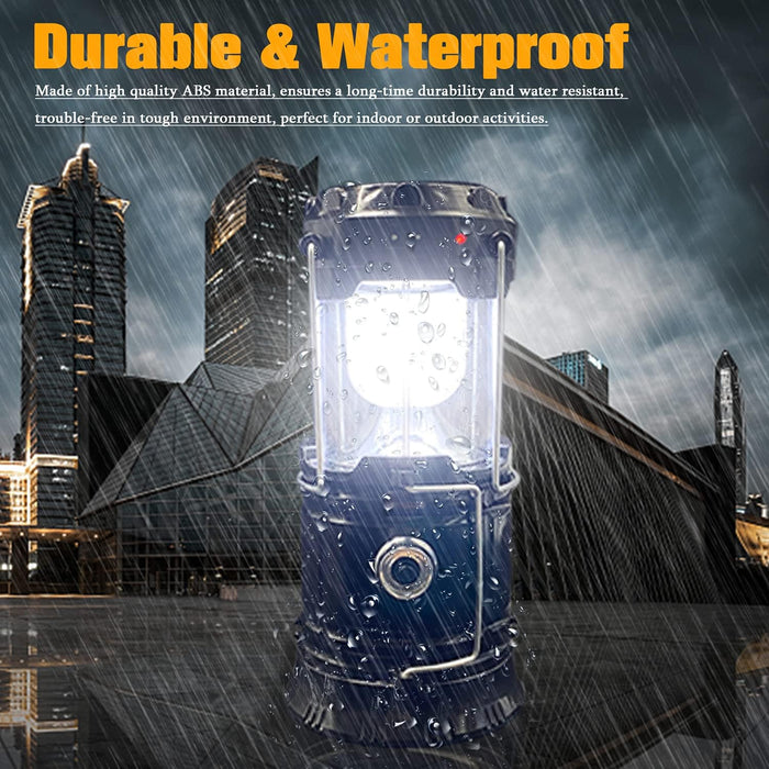 Collapsible Solar-Powered LED Camping Lantern – Lightweight, Waterproof, USB Rechargeable Flashlight for Outdoor Adventures and Emergency Preparedness