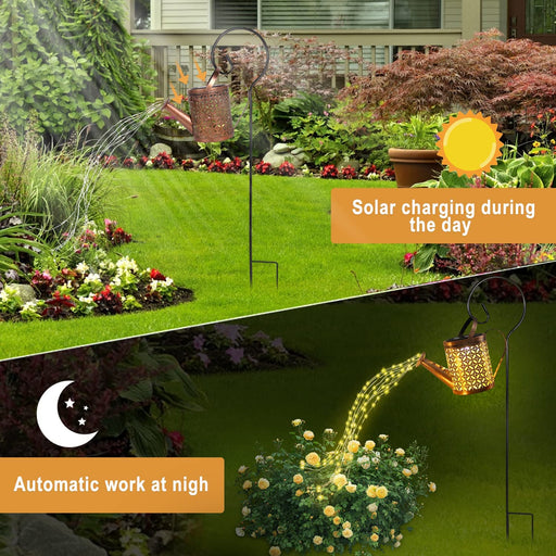 2 Pack Solar Watering Can with Lights,Solar Lanterns Outdoor Hanging Waterproof Garden Decor,Solar Lights Outdoor Garden Decorative,Retro Metal Solar Garden Lights Yard Decorations for Lawn Path Patio