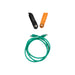 A green coiled Ethernet cable is positioned below two EG4 PowerPro Battery Paralleling Cables by BigBattery, in black and orange, against a white background, suggesting enhanced amp-hour capacity through a parallel battery connection.