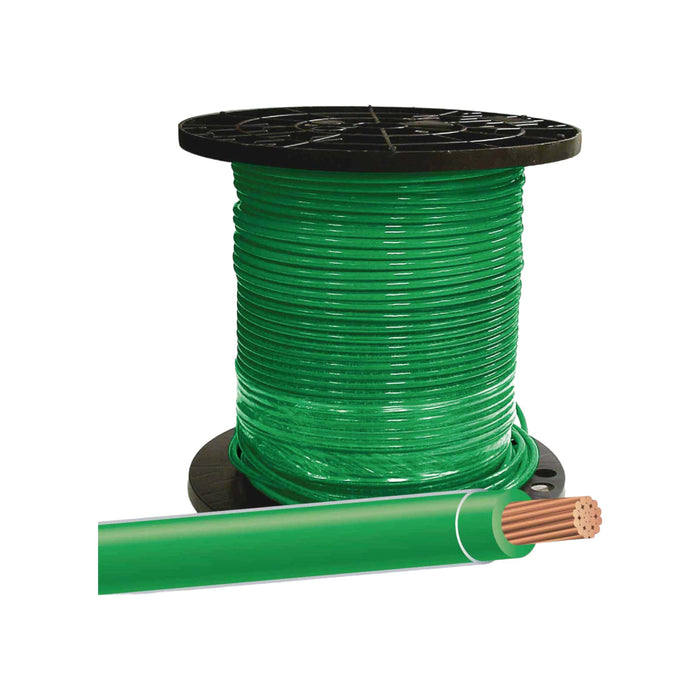 Building Wire; THHN STR; 10 AWG; 1-Conductor; Copper; Green; 500 Ft.