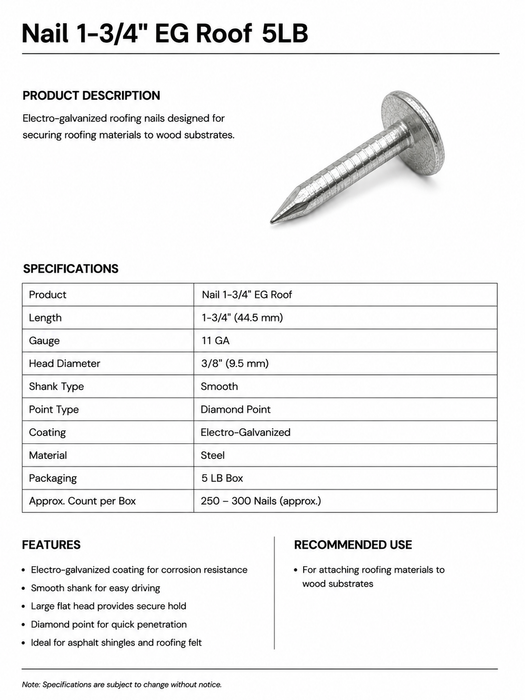 Nail 1-3/4" EG Roof 5LB