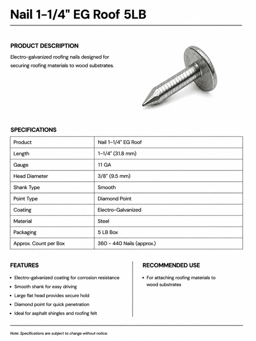 Nail 1-1/4" EG Roof 5LB