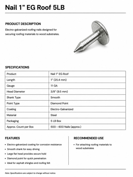 Nail 1" EG Roof 5LB