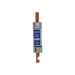 A cylindrical Eaton ECNR100 100 Amp industrial time-delay fuse, featuring copper components on both ends for short-circuit protection and a central blue label with technical specifications and ratings, is displayed on a white background.