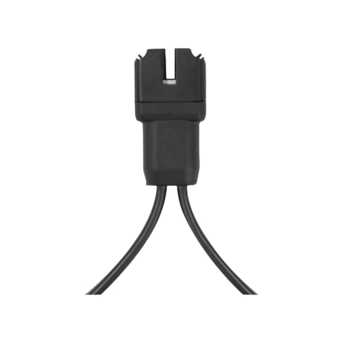 An Enphase Energy Q-12-17-240 Landscape Q-Cable with a black double-pronged electrical plug and two connected IQ Cable wires extending downward, isolated on a white background.