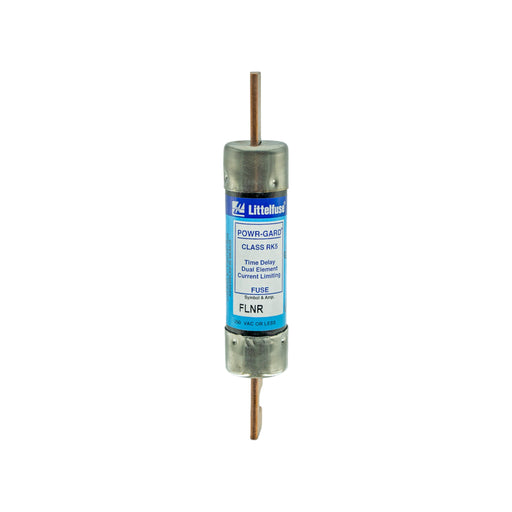 This image shows a Solartek Littlefuse 70 AMP Fuse, a POWR-GARD Class RK5 time delay dual element current limiting fuse. Rated for up to 250 VAC, it features a knife-blade-style with metal terminals at each end of its cylindrical body.