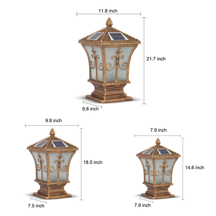 Vintage Pattern Waterproof Solar Fence Post Lights – Automatic Outdoor Garden Lighting