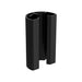 The Solartek IronRidge 35MM Stopper Sleeve BLK is a black cylindrical plastic piece with a vertical groove, central partition, and smooth surface that stands upright like a Universal Fastening Object.