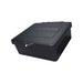 The IronRidge Quick Mount PV QM-JBX-RF01-B1 JayBox Junction Box by Ironridge is a black, rectangular box with a hinged lid. It features embossed JoyBox text and a decorative line, offering UV resistance for solar projects. It includes a small front lock mechanism.