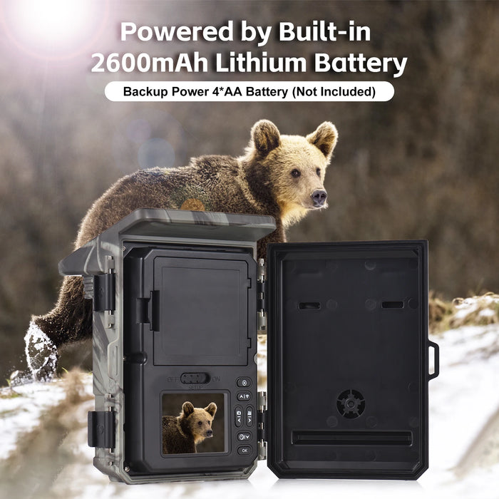 Solar-Powered 4K Trail Camera | 50MP Ultra HD | Night Vision & 0.3s Trigger Speed for Hunting & Wildlife Monitoring