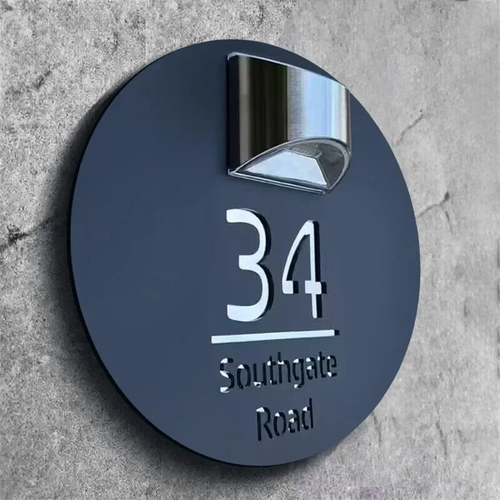 Personalised Premium Solar Modern Door Plaque - Round and Square