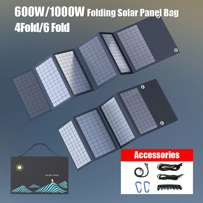 Portable Solar Panel Bag, 1000W – USB & DC Output – Powerful Outdoor Camping Solar Charger