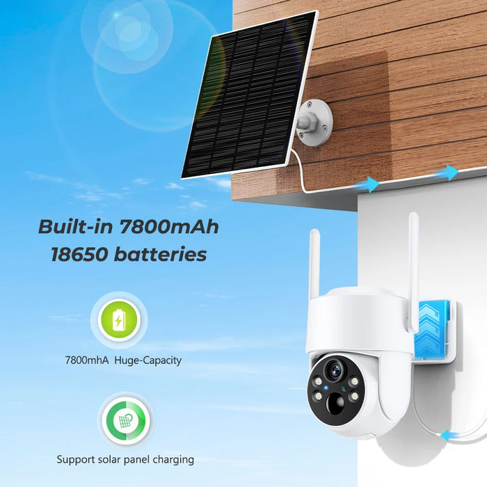 Solar Camera 4MP Wireless PTZ Outdoor Camera | Long-Lasting Battery, WiFi Surveillance, Motion Detection, and HD Video