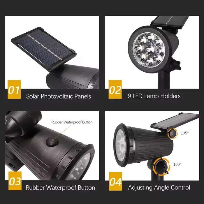 SolarBright Spotlights - 7W Waterproof LED for Outdoor Landscaping