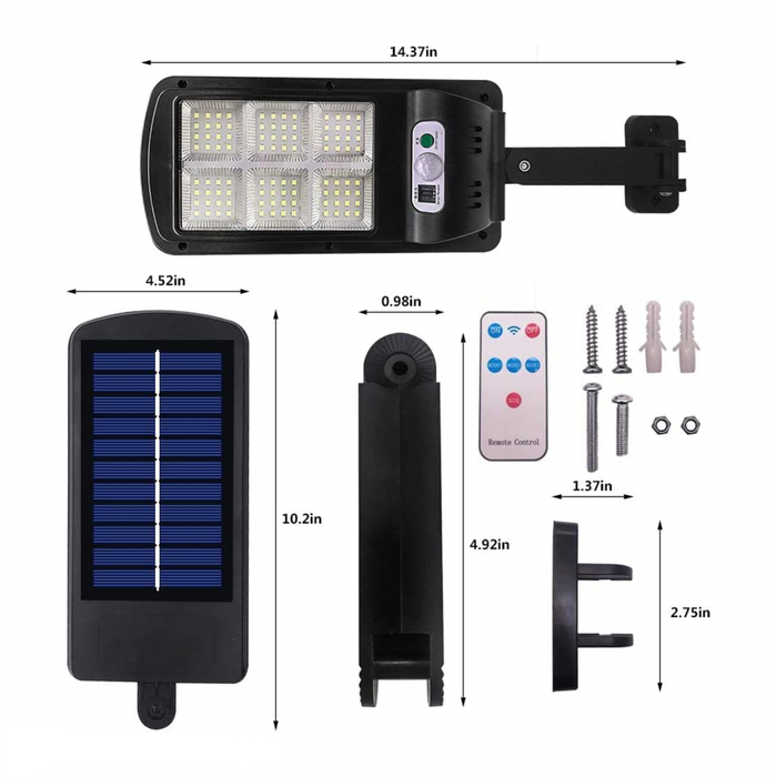 Ultra Bright 6000K Solar Street Light – Motion Sensor, Remote Control, Waterproof (IP65)