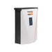 Image of the Generac PWRcell 7.6kW 1-Ph Inverter by Generac, showcasing its sleek rectangular design. It includes a digital display and control panel on the front. The casing is mainly white with black and orange accents, providing smart battery integration for improved energy management.