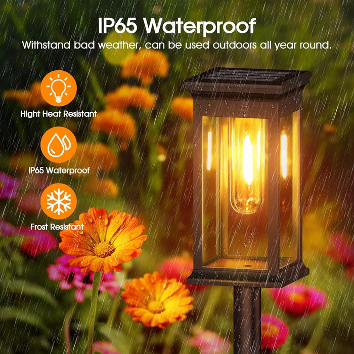 Solar Pathway Lights Outdoor, 6 Pack Solar Outdoor Lights, IP65 Waterproof Auto On/Off Solar Garden Lights Solar Powered Landscape Path Lights for Yard Lawn Patio Walkway Driveway