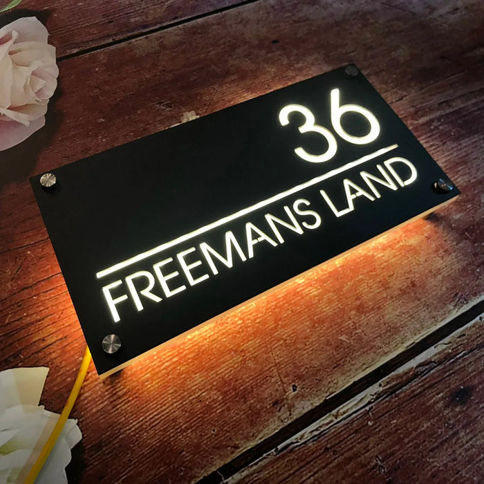 Personalized LED House Number Plaque – Modern Backlit Address Sign