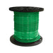 A large black spool featuring 500 feet of Southwire's bright green 6 AWG THHN wire, ideal for industrial applications, is coiled against a white background.