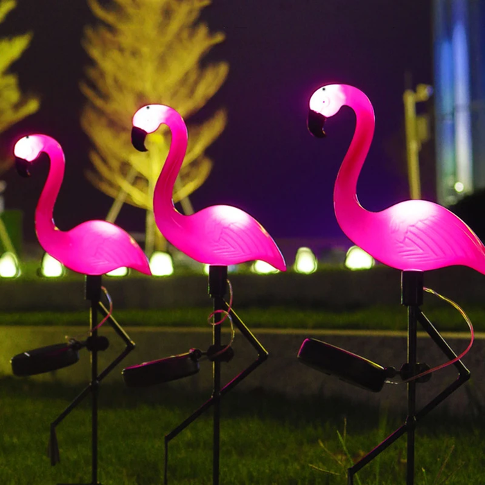 Solar-Powered LED Flamingo Lawn Lamp